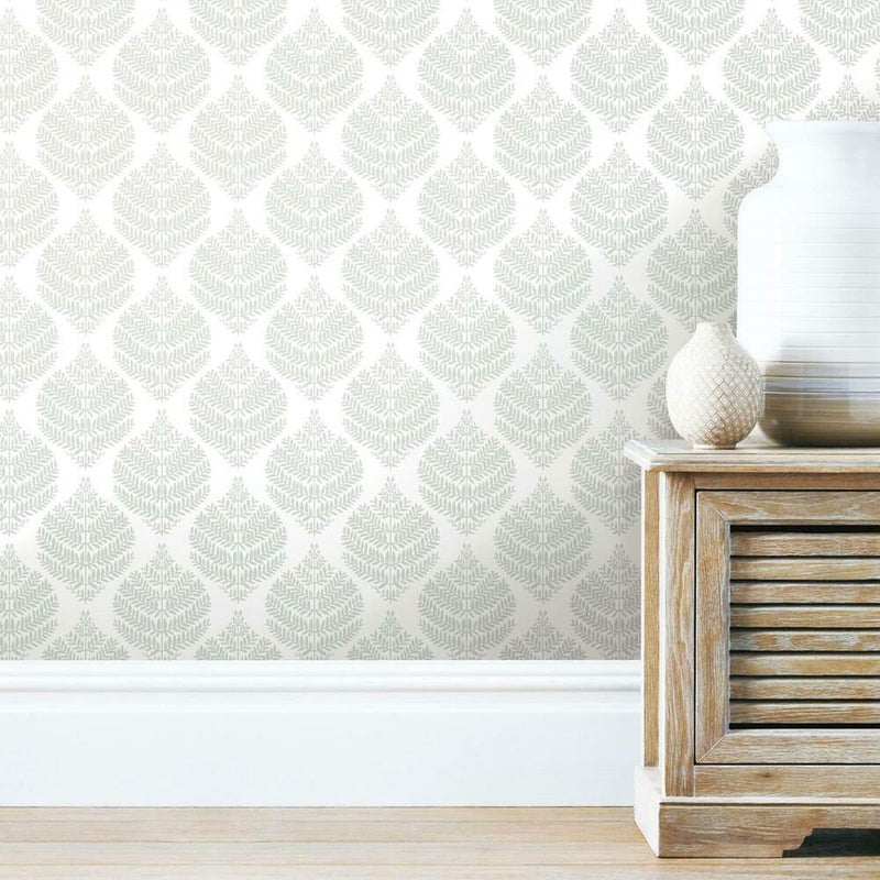 RoomMates RMK11511WP Hygge Fern Damask Gray Peel and Stick Wallpaper - Image 4